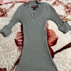 Say What? Light Gray Ribbed Knit Top